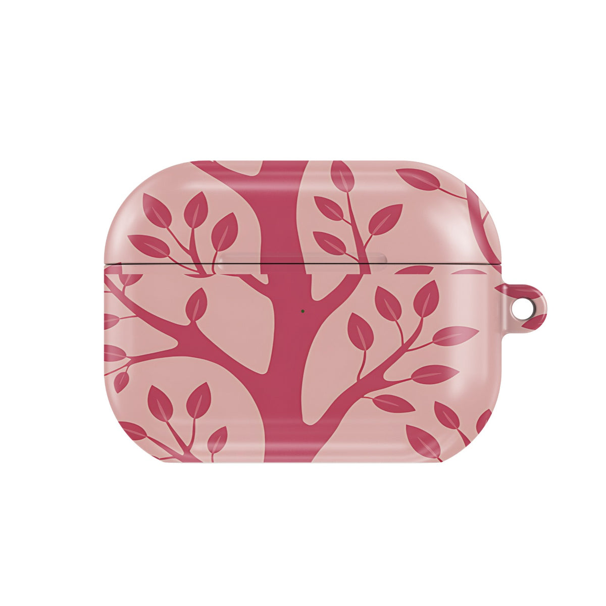 Pink Branch AirPods case — pink botanical, closed front view