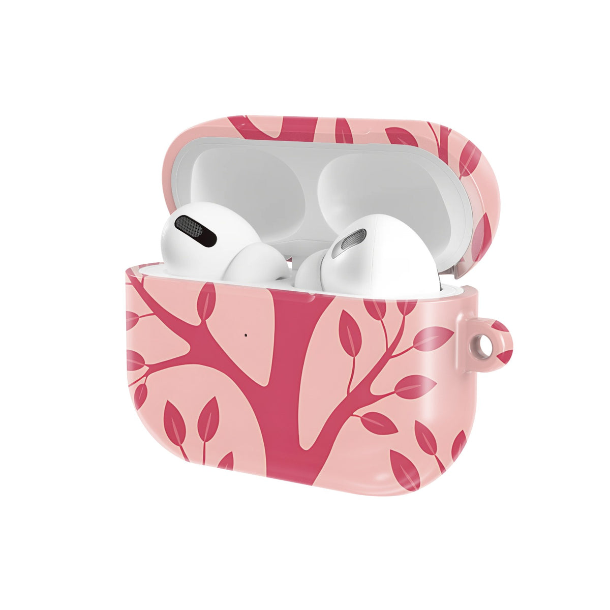 Pink Branch AirPods case — open angled view