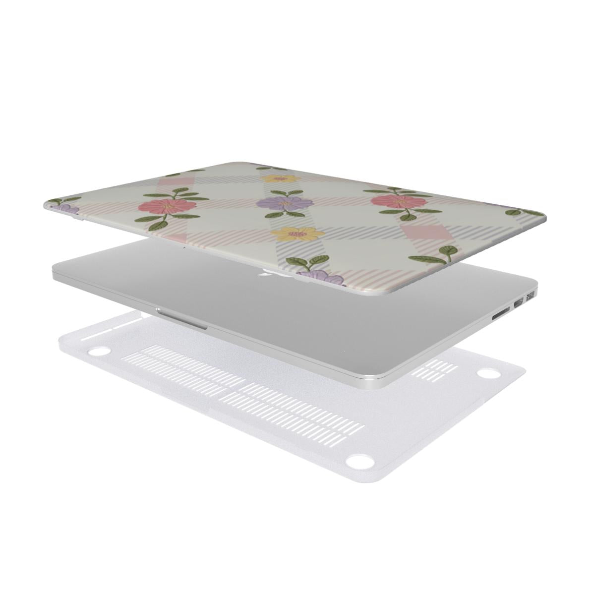 Cottage Floral Lattice MacBook case — hard-shell laptop cover, two-piece shell view