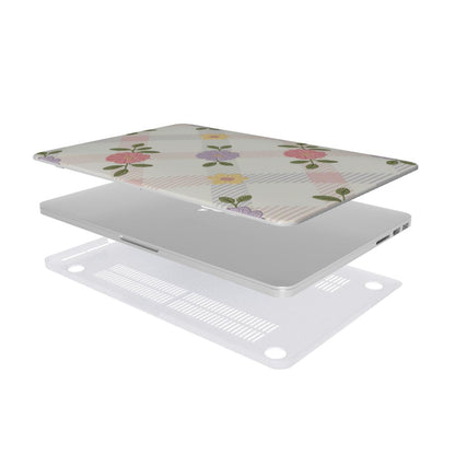Cottage Floral Lattice MacBook case — hard-shell laptop cover, two-piece shell view