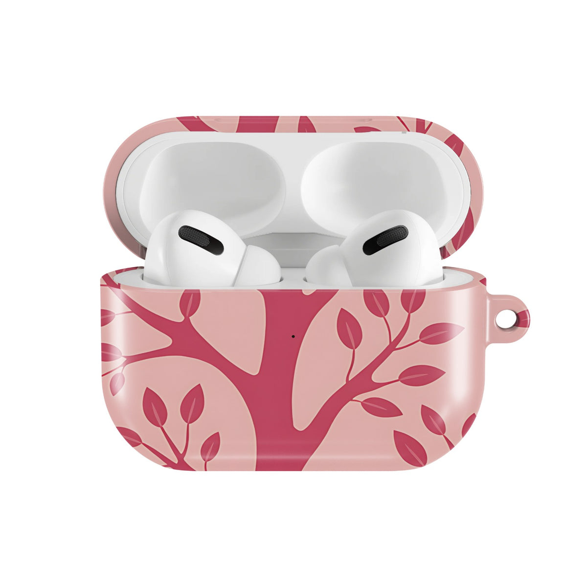 Pink Branch AirPods case — open front view