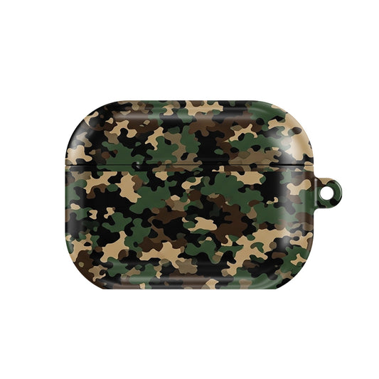 Field Camo AirPods case — camo, closed front view