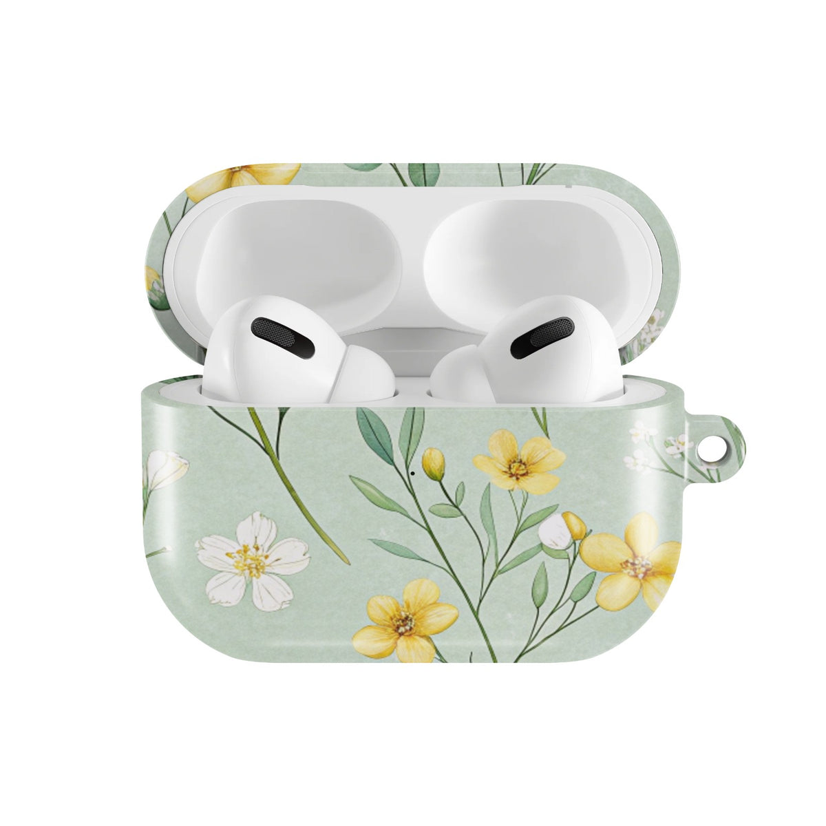 Buttercup Meadow AirPods case — open front view