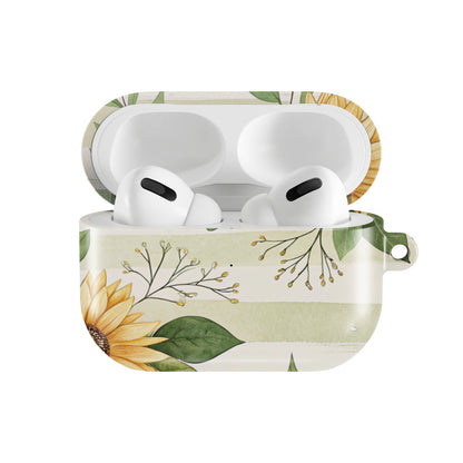 Sunflower Stripe AirPods case — open front view