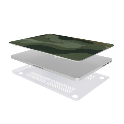 Sage Camo MacBook case — hard-shell laptop cover, two-piece shell view