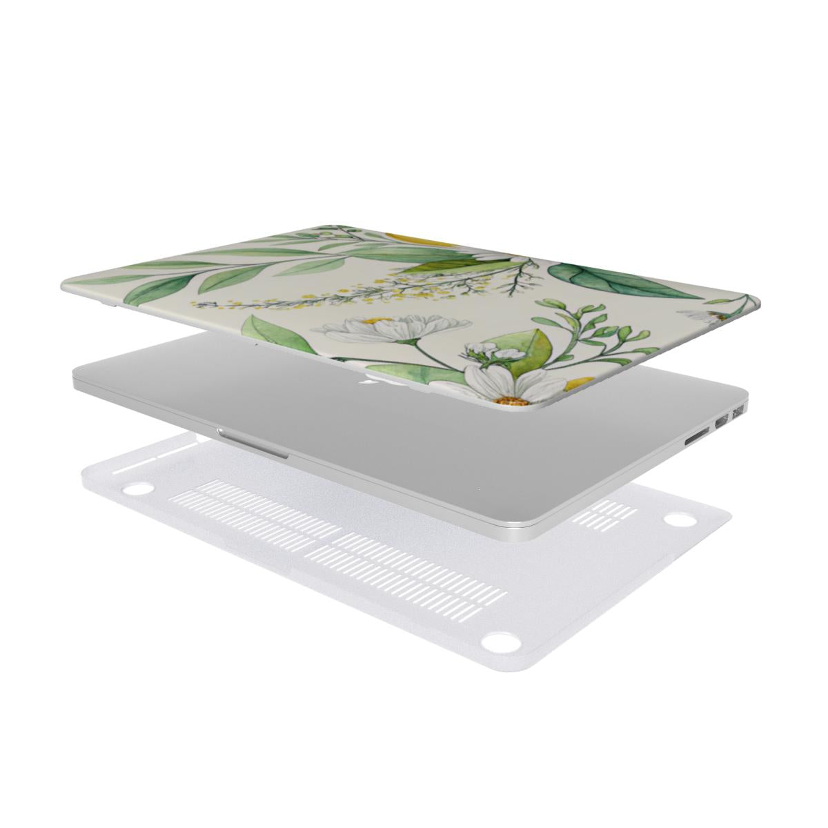 Lemon & Daisy MacBook case — hard-shell laptop cover, two-piece shell view