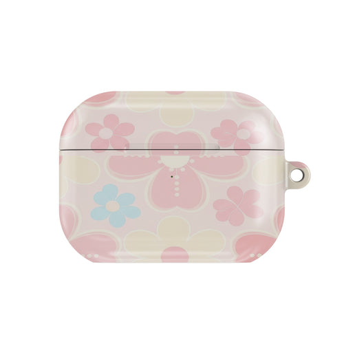 Retro Daisy AirPods case — retro floral, closed front view