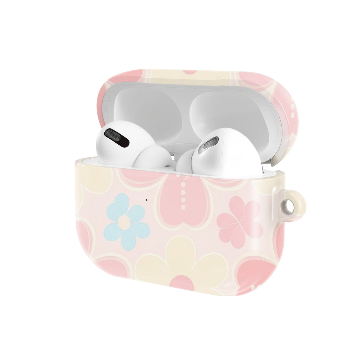 Retro Daisy AirPods case — open angled view