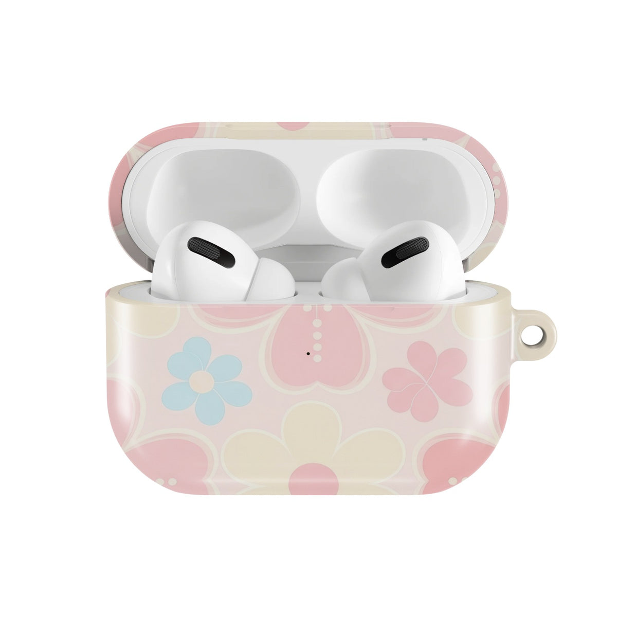 Retro Daisy AirPods case — open front view
