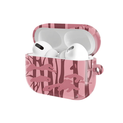 Pink Forest Camo AirPods case — open angled view