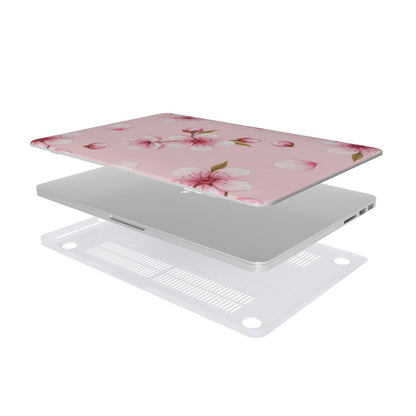 Cherry Blossom MacBook case — hard-shell laptop cover, two-piece shell view