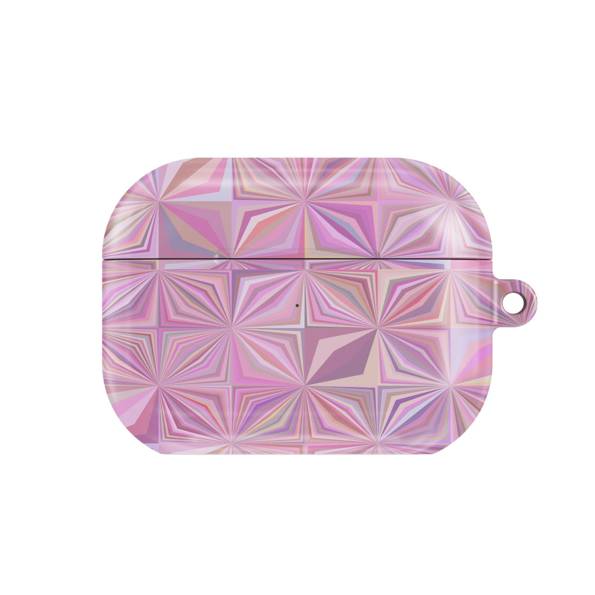 Pink Prism AirPods case — pastel geometric, closed front view