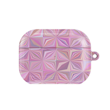 Pink Prism AirPods case — pastel geometric, closed front view