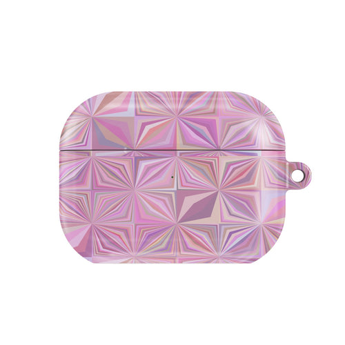 Pink Prism AirPods case — pastel geometric, closed front view