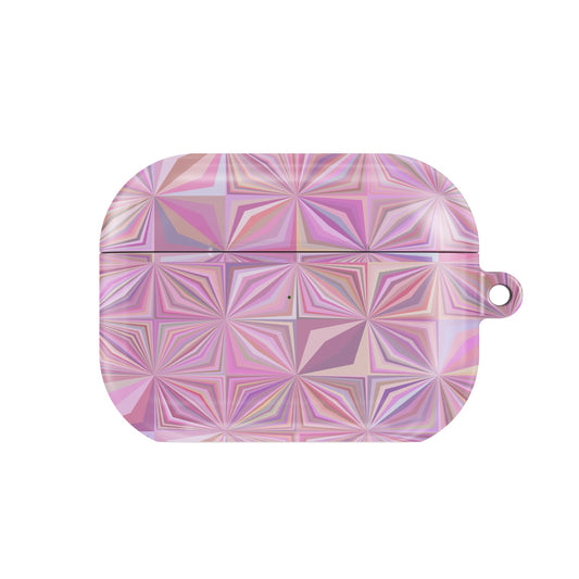 Pink Prism AirPods case — pastel geometric, closed front view