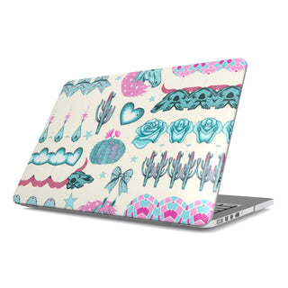 Turquoise Rodeo MacBook case — western disco, hard-shell laptop cover, angled lid view