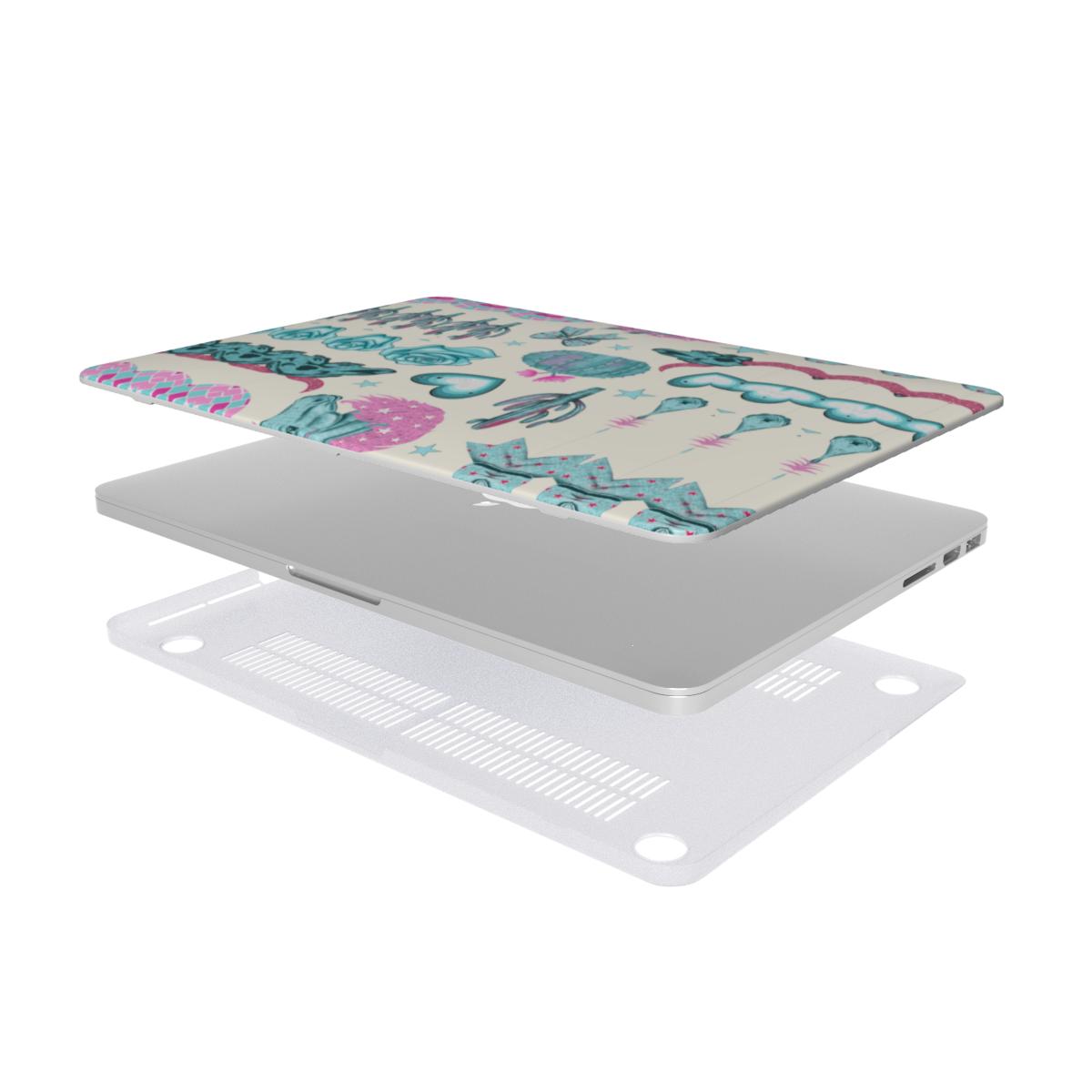 Turquoise Rodeo MacBook case — hard-shell laptop cover, two-piece shell view