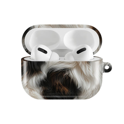 Black Cowhide AirPods case — open front view