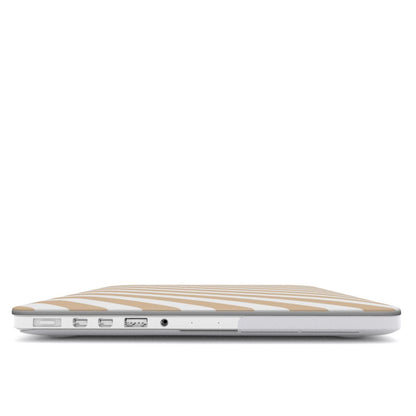 Cowhide Bow MacBook case — hard-shell laptop cover, side view with ports