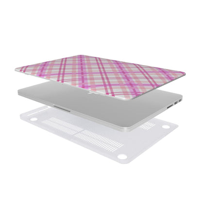 Rose Plaid MacBook case — hard-shell laptop cover, two-piece shell view
