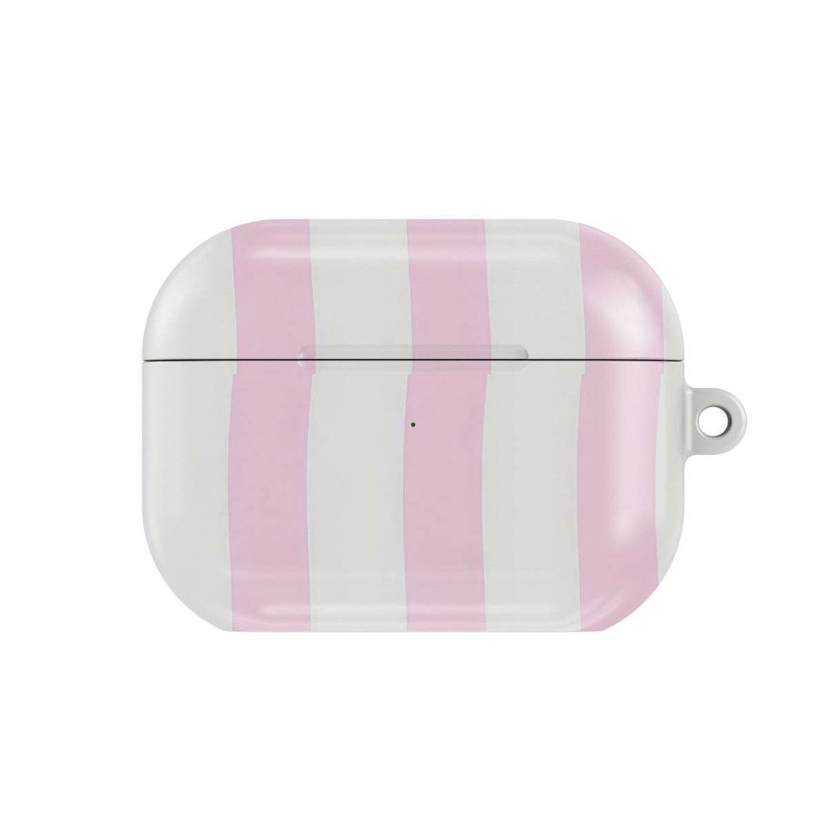 Pink Sparkle Stripe AirPods case — pink stripe, closed front view
