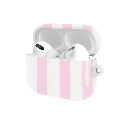 Pink Sparkle Stripe AirPods case — open angled view