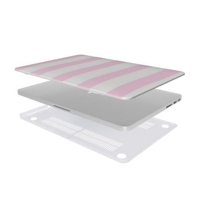Pink Sparkle Stripe MacBook case — hard-shell laptop cover, two-piece shell view