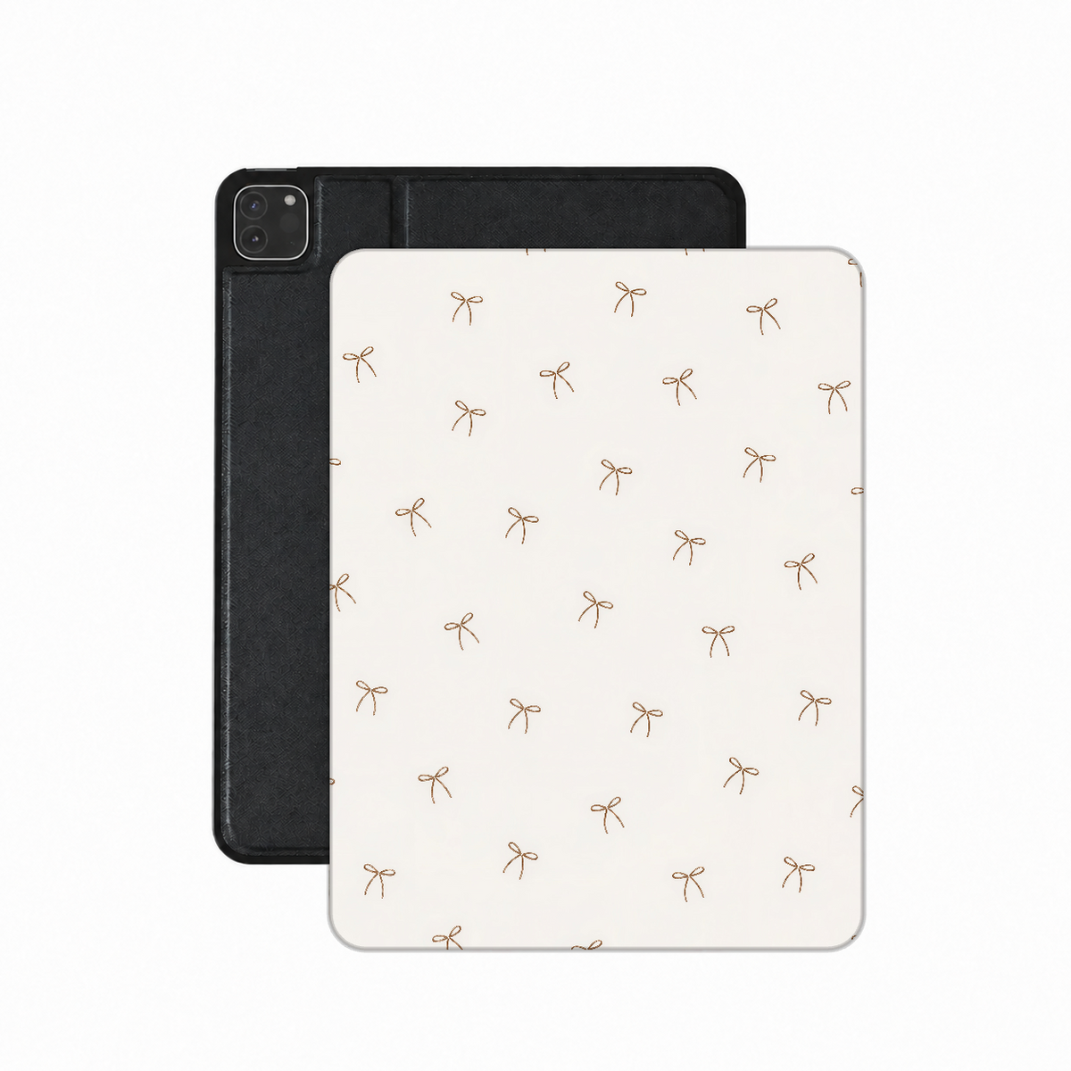 Taupe Bows iPad case — neutral coquette