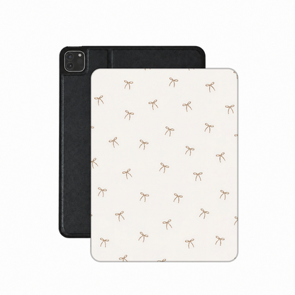 Taupe Bows iPad case — neutral coquette