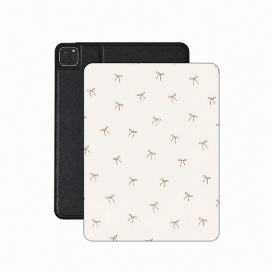 Taupe Bows iPad case — neutral coquette