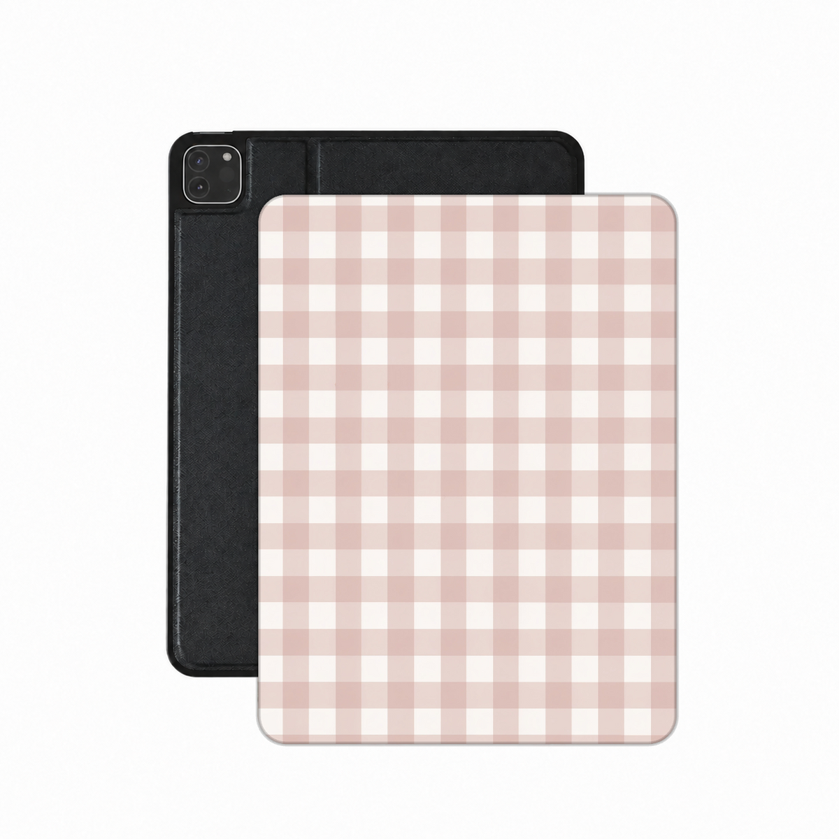 Taupe Gingham iPad case — soft gingham