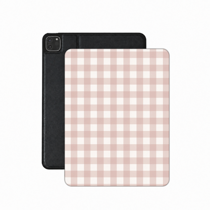 Taupe Gingham iPad case — soft gingham
