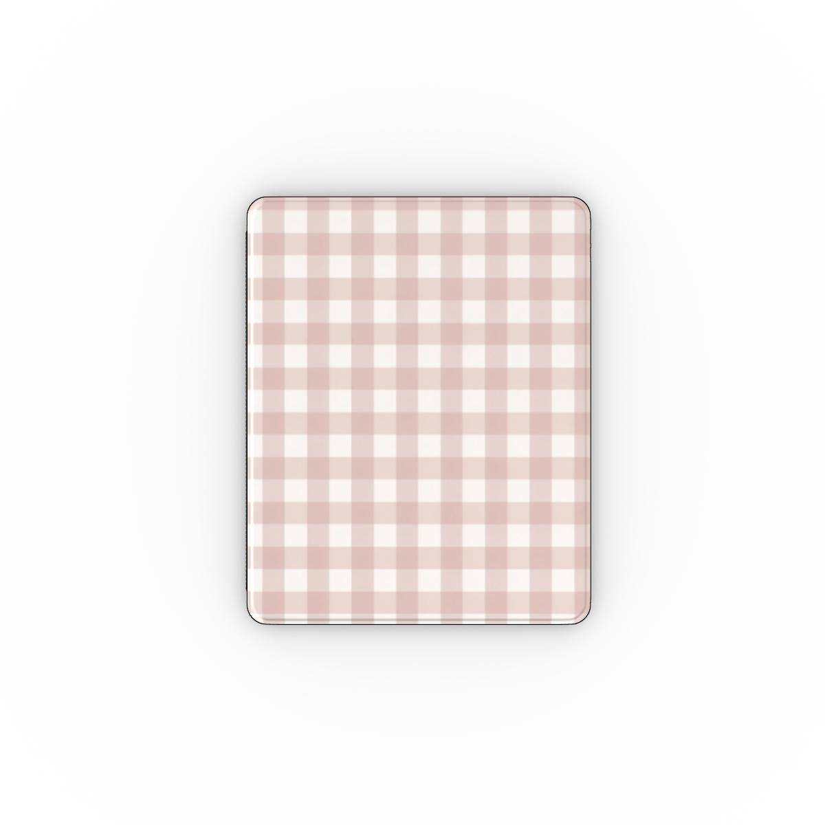 Taupe Gingham iPad case — soft gingham