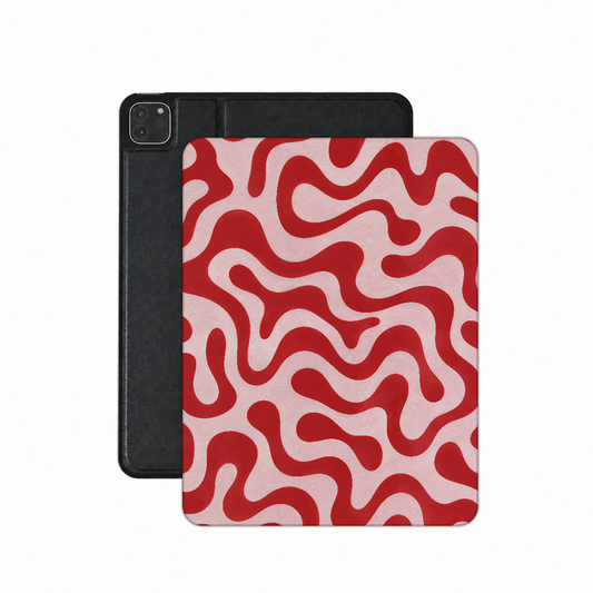 Retro Squiggle iPad case — groovy red