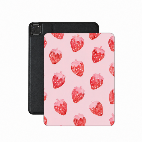Watercolor Strawberry iPad case — pink