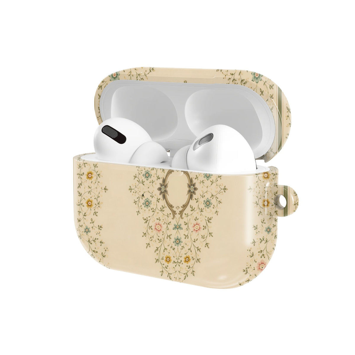 Antique Book Cover AirPods case — open angled view