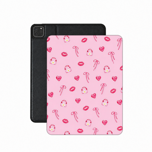 Lips & Bows iPad case — coquette pink