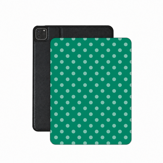 Emerald Polka Dot iPad case — green