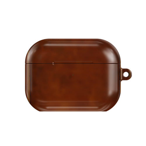 Antique Leather Book AirPods case — vintage bookish, closed front view