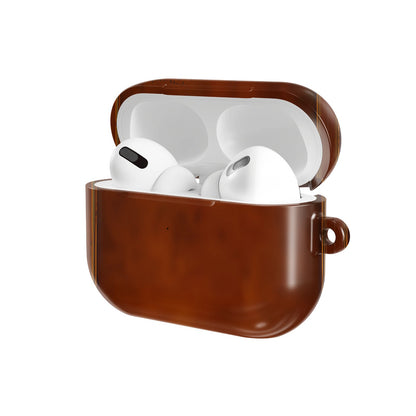 Antique Leather Book AirPods case — open angled view