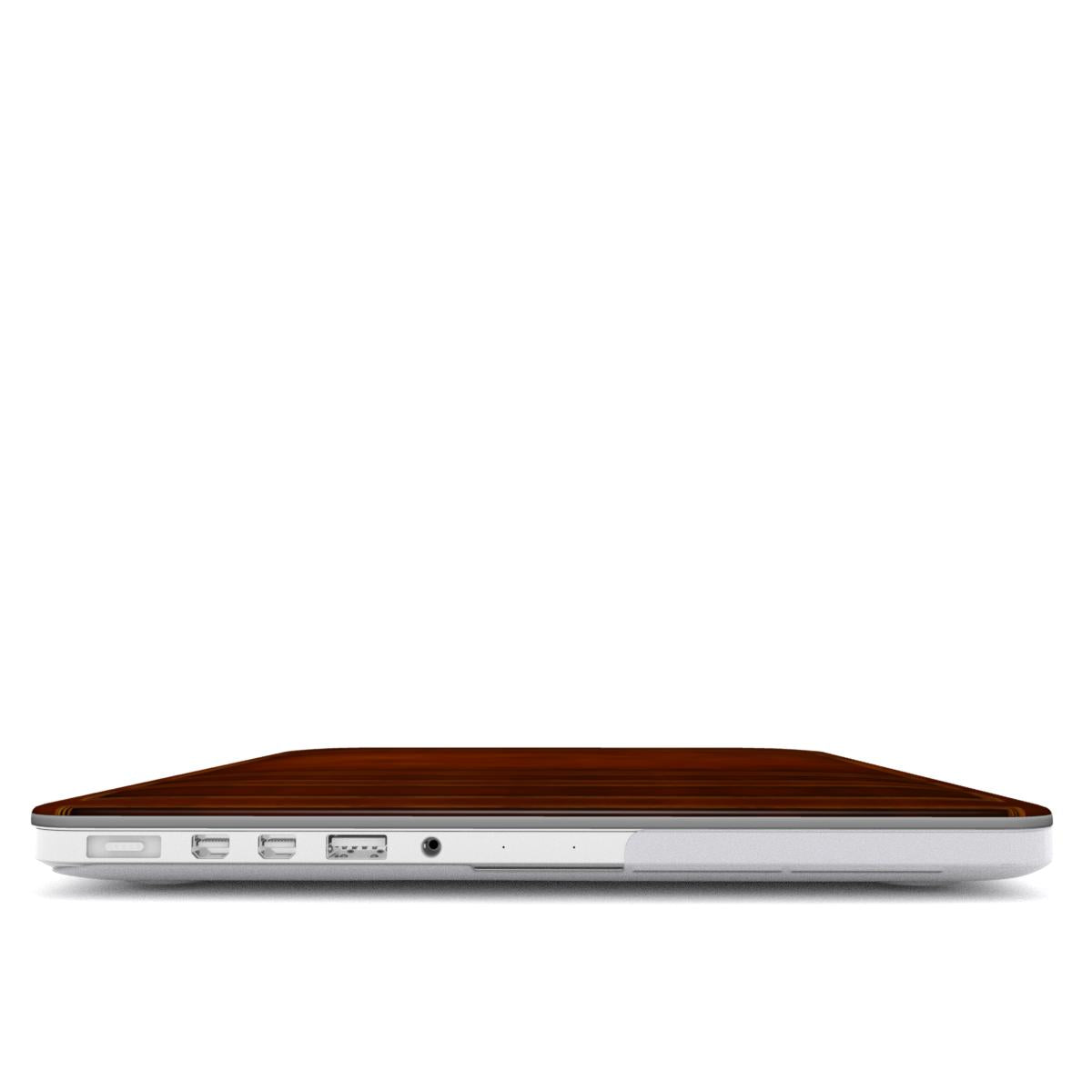 Antique Leather Book MacBook case — hard-shell laptop cover, side view with ports