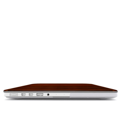 Antique Leather Book MacBook case — hard-shell laptop cover, side view with ports