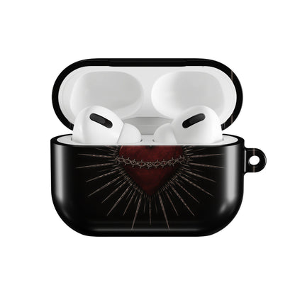 Sacred Heart AirPods case — open front view