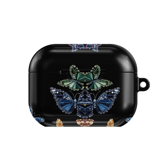 Jeweled Butterfly AirPods case — jewel tone, closed front view