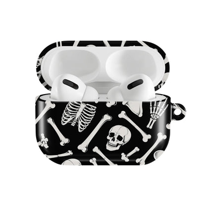Skeleton Bones AirPods case — open front view