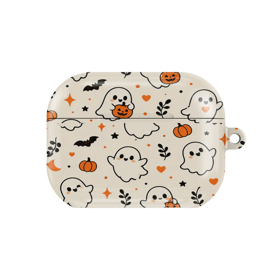 Cute Ghost AirPods case — cozy halloween folio, closed front view