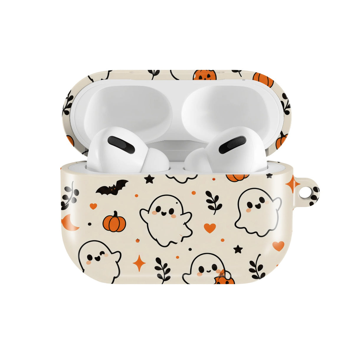 Cute Ghost AirPods case — open front view