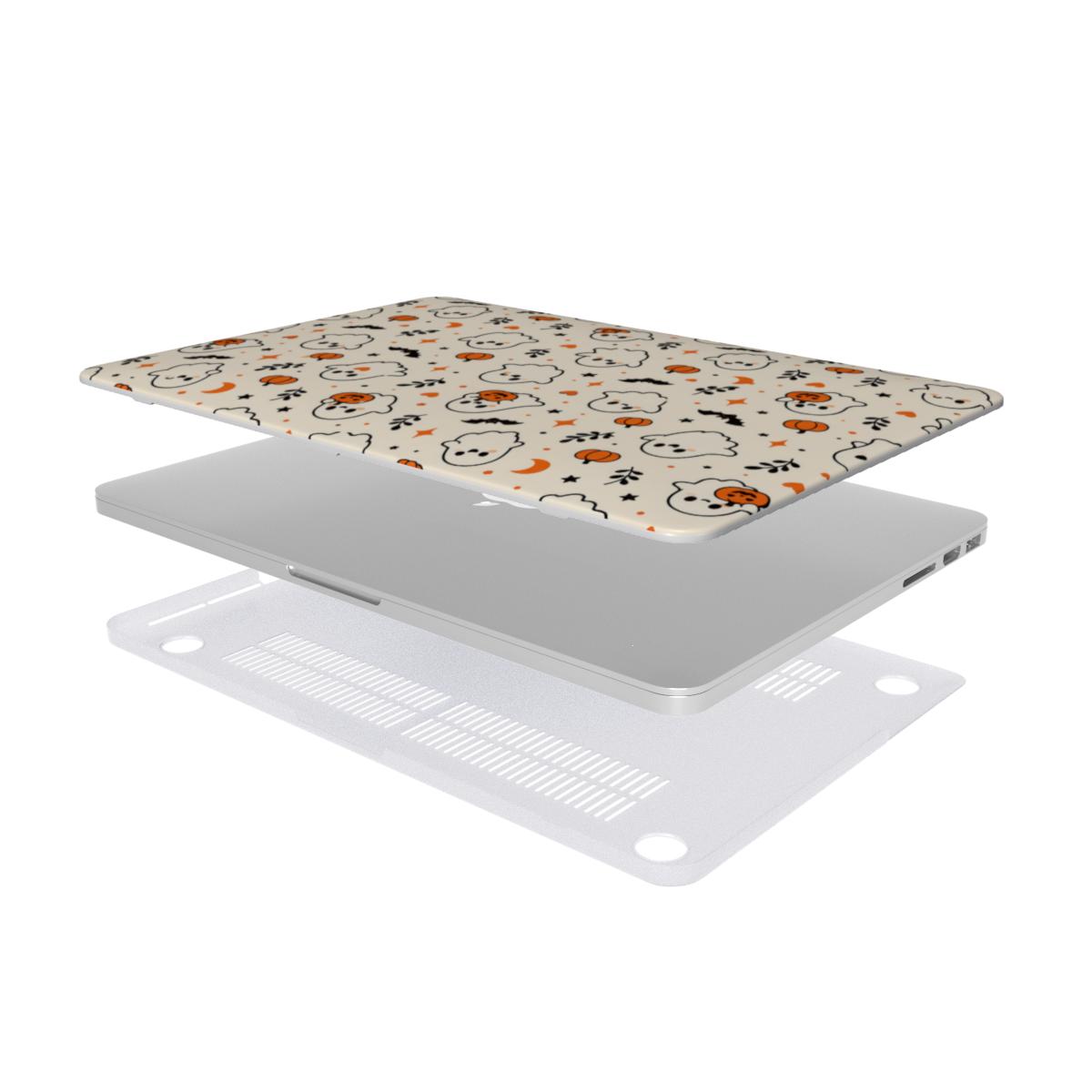 Cute Ghost MacBook case — hard-shell laptop cover, two-piece shell view