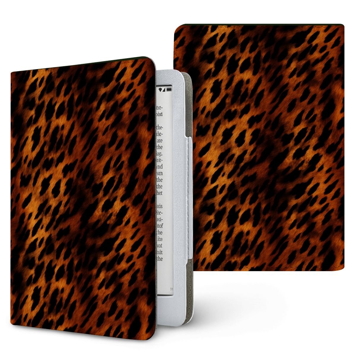 Amber Leopard Kindle case — classic leopard, printed front and back
