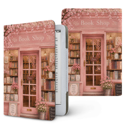 Cherry Blossom Bookshop Kindle case, printed front and back, fits Kindle Paperwhite 6.8 and 7 inch and Colorsoft